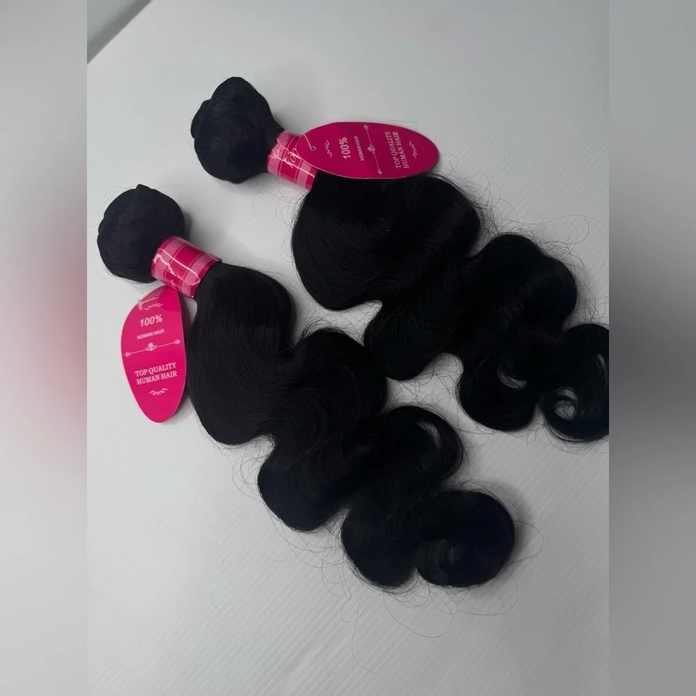 20” 100% Human Hair Body Wave Bundles – Natural Black, Soft Silky Weft Extension